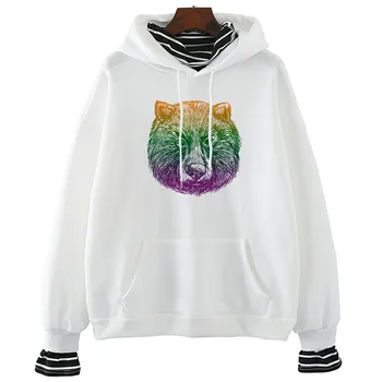 

Bear Women Hoodie Fashion Pullover Long Sleeve Vogue Pullovers Winter&spring Tee Tops 90s