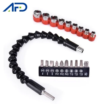 

11/12/20/22/32pcs Hand Repair Tools Electric Drill Flexible Shaft Bits Power Tool Screwdriver Head Drill Socket Connect Link Kit