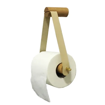

Home Wooden Rolled Toilet Paper Holder Bathroom Hanging Rope Wall Mounted toilet Towel Wooden Toilet Tissue Paper Rack Holders