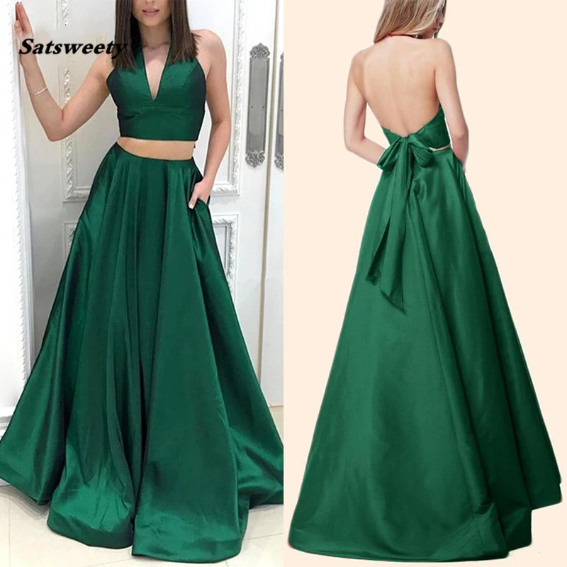 Elegant-Dark-Geen-2019-Backless-Halter-2-Piece-Evening-Gown-Simple-Wedding-Party-Dress-For-Women (2)