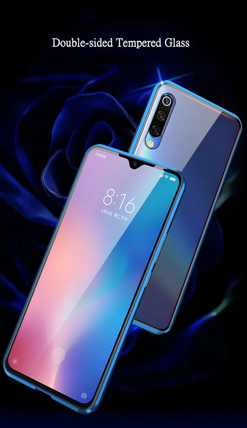 Двухсторонний стеклянный чехол для телефона Xiaomi Pocophone F1 9 Pro 9T CC9 Redmi K20 Pro Note 8 Pro чехол с магнитной адсорбцией металлический чехол