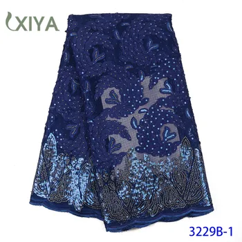 

Royal Blue Sequins Lace Fabrics Embroidery African French Tulle Mesh Lace Fabrics Sequence Laces Nigerian Mesh Lace APW3229B