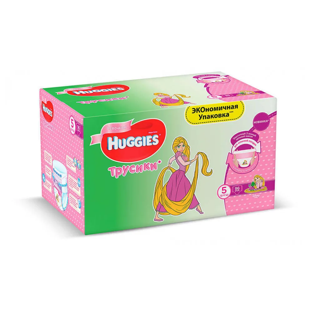 Трусики Huggies 5 для девочек(13-17кг), 96 шт