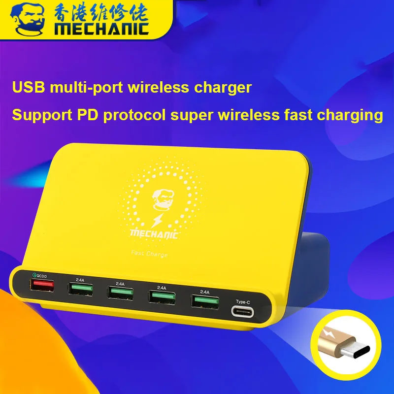 Механическое USB зарядное устройство 6 портов универсальная умная Быстрая зарядка для телефона планшета Mac Зарядка Поддержка PD протокол