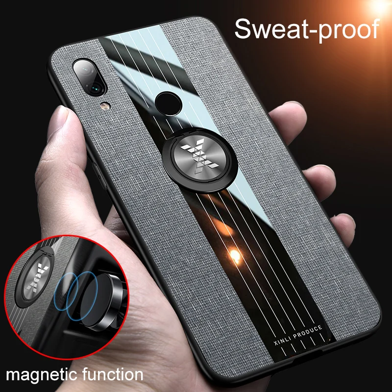 For Xiaomi Redmi Note 7 Case Luxury Hard Cloth With Ring Stand Magnet Slim protect Back cover for xiaomi redmi note 7 pro redmi7