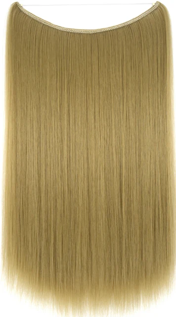 TOPREETY Heat Resistant Synthetic Hair 100gr Silky Straight Elasticity Invisible Wire Halo Hair Extensions 8006 16