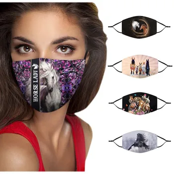 

2020 New Unisex Adult Horse Animal Funny Expression Print Face Outdoor Mouth Breathable Cycling Party Mask Mascararilla 1pc