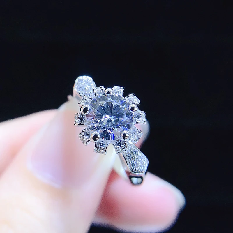 Классическое 1.2ct созданное муассанит обручальное кольцо с короной для женщин ювелирные изделия из стерлингового серебра 925 пробы Брендовое свадебное кольцо