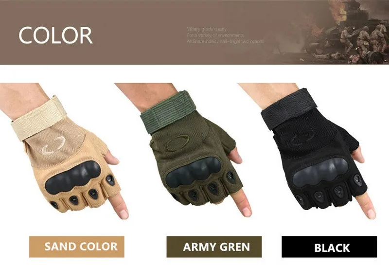 Tactical riding gloves anti-skid wear resistant quakeproof fighting rock outdoor sun protection fitness half finger gloves
