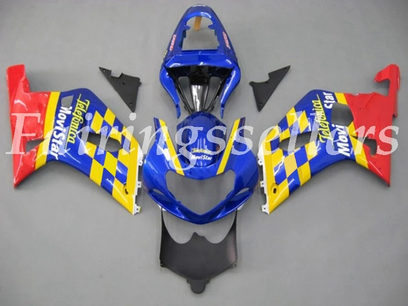 Литье под давлением ABS мотоцикл обтекатели комплект подходит для Suzuki GSXR 600-750 K1 2001 2002 2003 01 02 03 Обтекатели оранжевый - Цвет: red blue