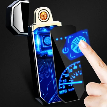 

Metal USB Electric Lighter Windproof USB Cigarette Lighter Ultra-thin Rechargeable Touch-senstive USB Lighter for Smoking