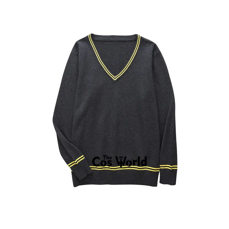 Light Yellow XS-XXL весна осень мужские женские длинные рукава в полоску вязаные топы пуловеры с v-образным вырезом Свитера для JK школьная форма Студенческая одежда - Цвет: Light Yellow