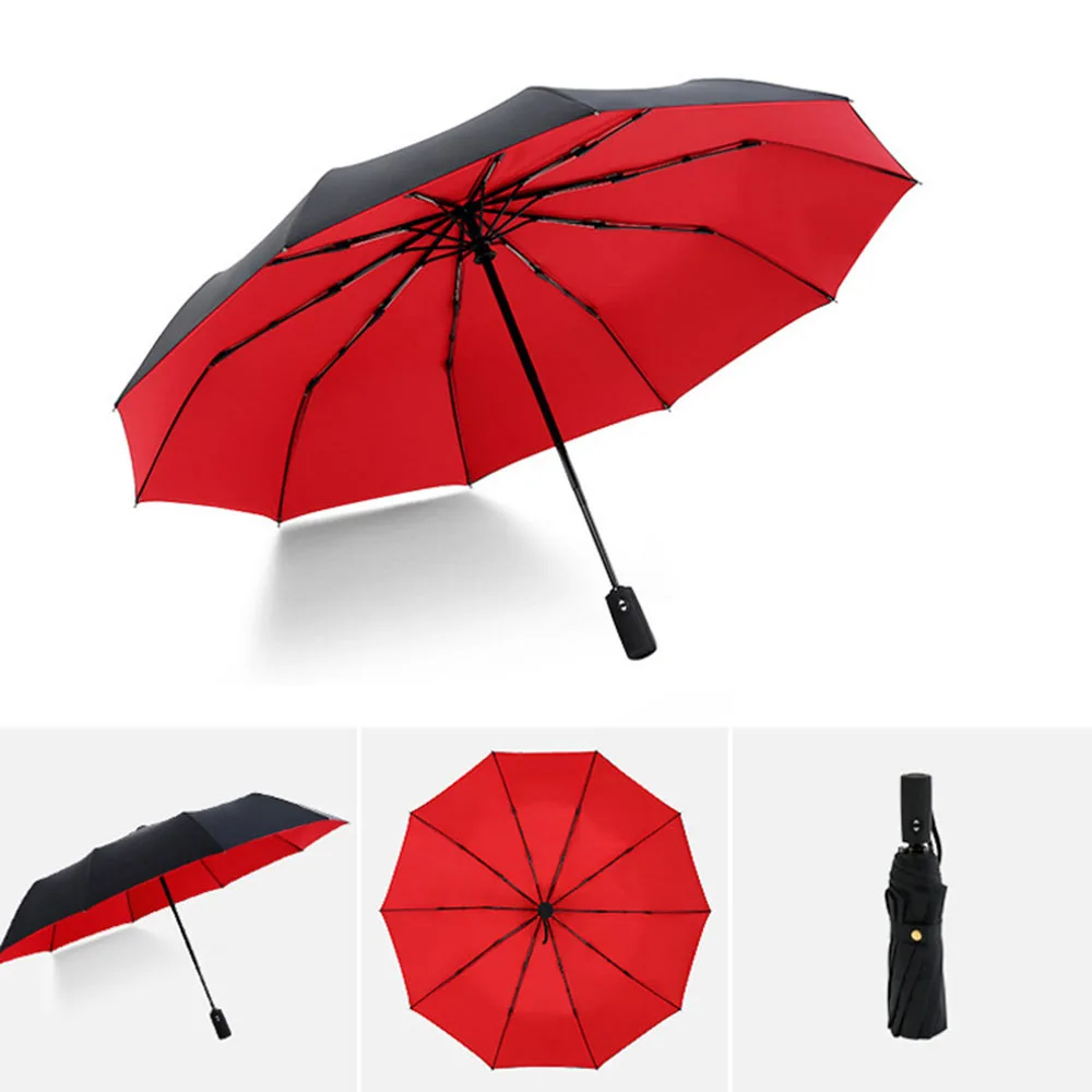 High Quality Fully-automatic Umbrella Men Rain Woman Double Layer 3 Folding Business Gift Umbrella Windproof Sun Umbrellas