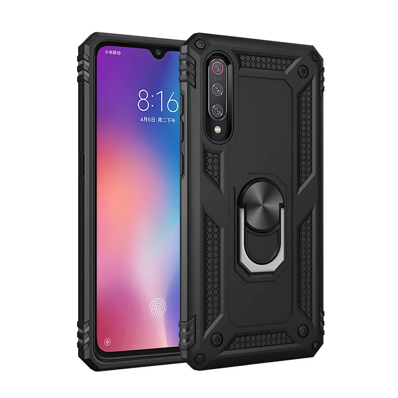Phone Case for Xiaomi 9 9SE CC9E A3 CC9 A3 Lite 9T 9T Pro Redmi Note 7 K20 Pro 7A PC TPU Anti-fall Back Cover with Ring Bracket