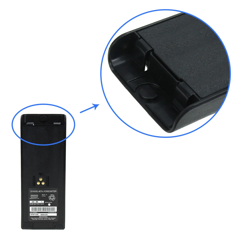 2Pcs NTN7143 Battery Extender 1800mAh NI-MH for Motorola HT6000 JT1000 MT2000 MTX-LS MTX9000