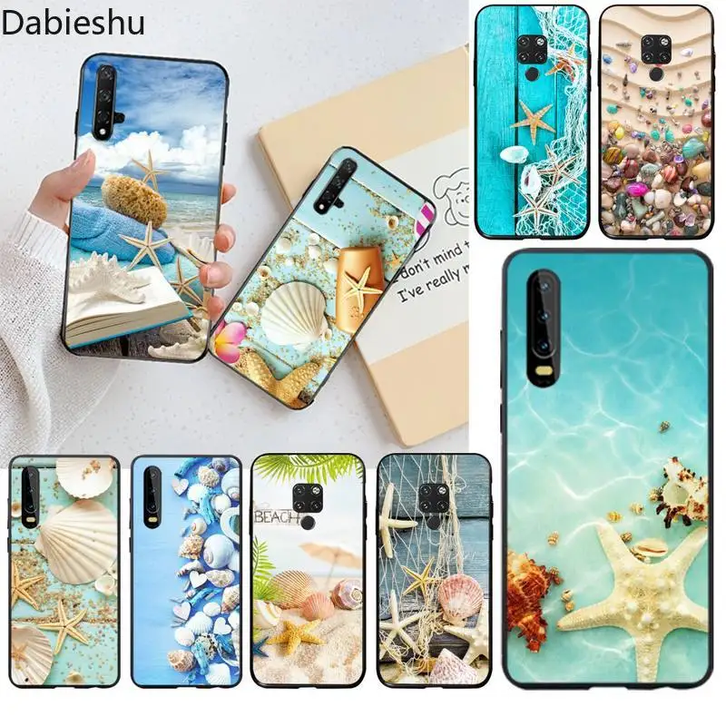 Синие деревянные ракушки морская звезда чехол для телефона Huawei P40 P30 P20 lite Pro Mate 30 20