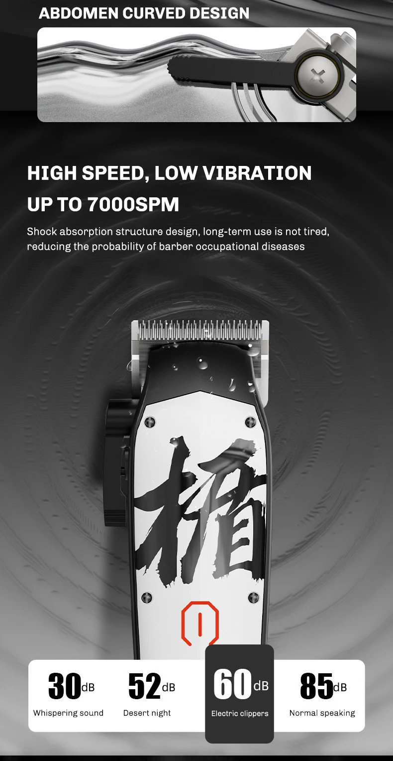 Madeshow M10+ Hair Clipper 2000mAH Battery Five Turns Blade Adjustment Lever Haircut
