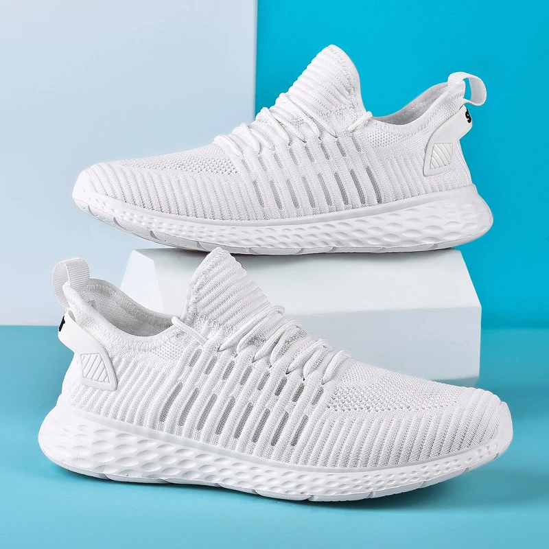 QZHSMY/Белая обувь для мужчин; светильник Flyknit; мужские кроссовки; дышащая повседневная спортивная обувь; сезон весна-осень; удобные теннисные туфли; Masculino