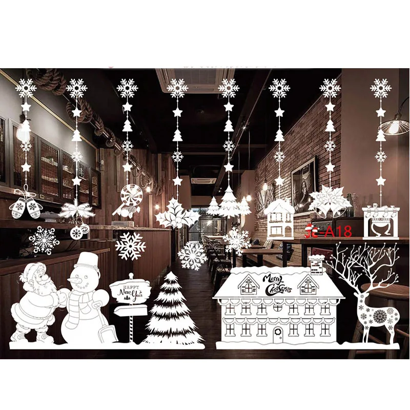 Новогодняя оконная стеклянная ПВХ Наклейка на стену, Рождественская DIY Наклейка на стену в снежный город, домашняя наклейка, Рождественское украшение для дома, товары для дома