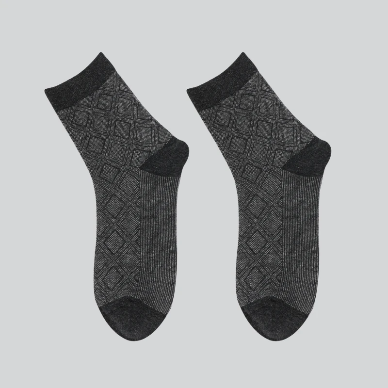 DONG AI/1 пара, мужские хлопковые носки в клетку, мужские носки в стиле пэчворк, Классические деловые мужские носки, мужские носки на осень и зиму - Цвет: Темно-серый