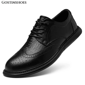 

Brogue Men Shoes Soft Bottom Buty Meskie Men Business Casual Zapatos De Hombre Fashion Genuine Leather Casual