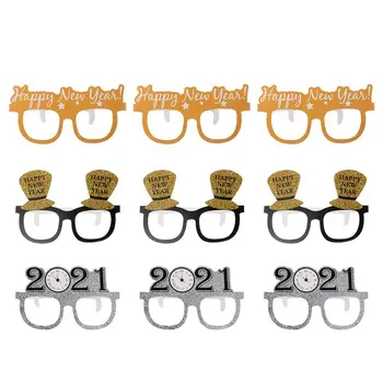 

9Pcs Funny 2021 New Year Paper Eyeglasses Frame Performance Decoration Props