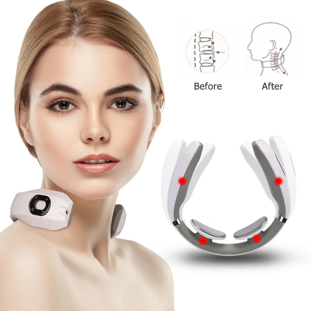 Electric Neck Back Pulse Massager Infrared Heating Cervical Vibrator Shoulder Acupuncture Scraping Massager Health Care Relaxing