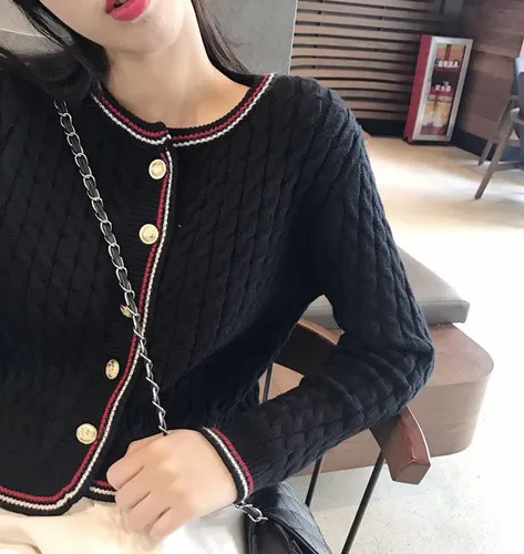 Короткий вязаный кардиган Feminino женский свитер осень новая Корейская Золотая кнопка-застежка верхняя одежда с длинными рукавами обычная, высокая, на выход Pull Femme