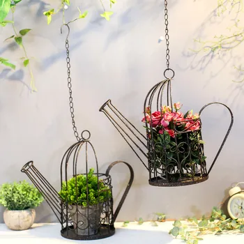 

Hanging basket Vintage rustic balcony window wrought iron flowerware Flower vase home decoration Sprinkler that can be hung