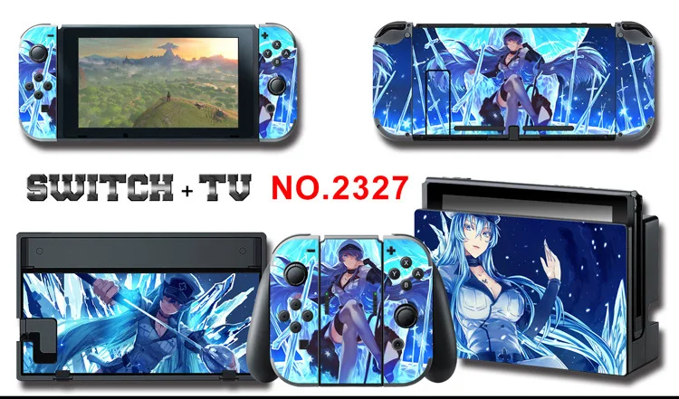 1set New Cute Anime Full Body Sticker for NS Switch Protective Cover Skin Colorful Art for Game Console Joy-Con Controller Decor