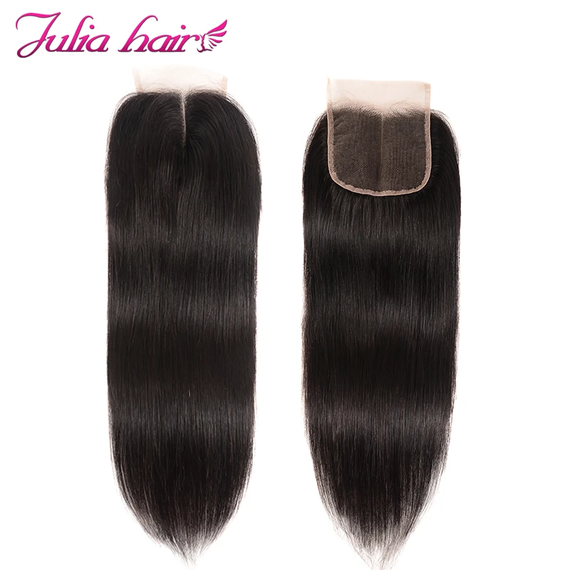 

Ali Julia Hair Products Brazilian Straight Lace Closure Middle Part 120% Density Remy Natural Color 10-20 inches Closure