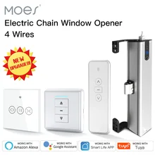 Aliexpress - Moes New Electric Chain Window Opener 4 Wires Motor Stainless Steel Chain Type with Tuya WiFi Curtain Blinds Switch wall-mounted