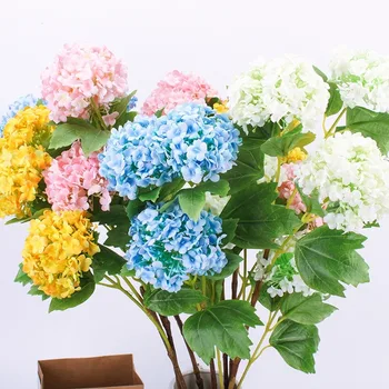 

3 head Artificial Hydrangea flower simulation green plant ceiling Garden Wedding Arch wreath Fake Flower Party Home Decoration