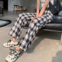 

Classical Plaid Pants Women Fashion Daily Commuting Unisex Work Pants Summer Plus Size Clothes Loose Comfortable Home Clothes