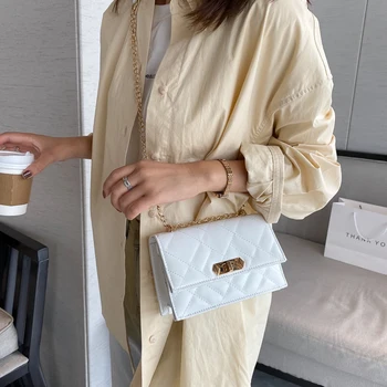 

Women Chain Small Crossbody Bag Pure Color Female PU Travel Daily Shoulder Pouch Youth Ladies Simple Versatile Bag