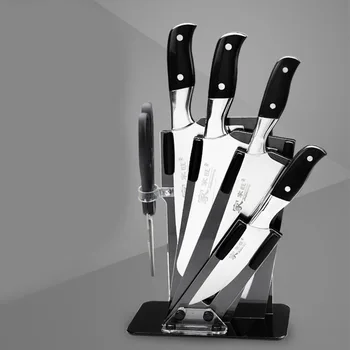 

6PCS / SET Kitchen stainless steel cutter fan shaped acrylic knife seat set bone vegetable melon fruit slicer ZP12261720