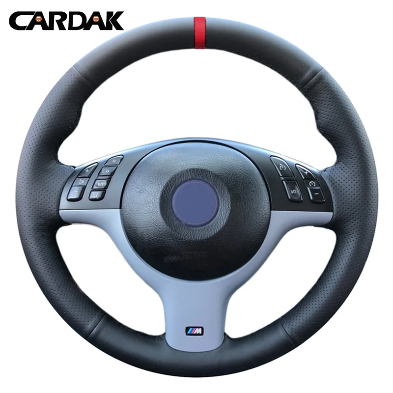 CARDAK Auto Braid Black Artificial Leather Car Steering Wheel Cover for BMW 330i 540i 525i 530i 330Ci E46 M3 E39 2001-2014