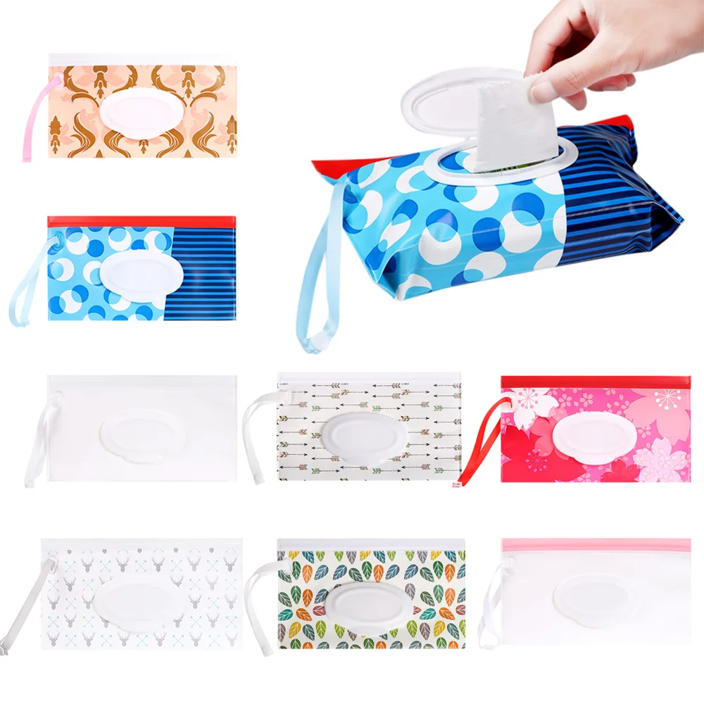 Cartoon Pattern Cleaning Wipes Case Reusable Household Portable Eco-friendly Baby Care Wet Wipe Bag EVA Snap Strap Container Box wet wipe case baby wipe case wet wipes case wet wipes box