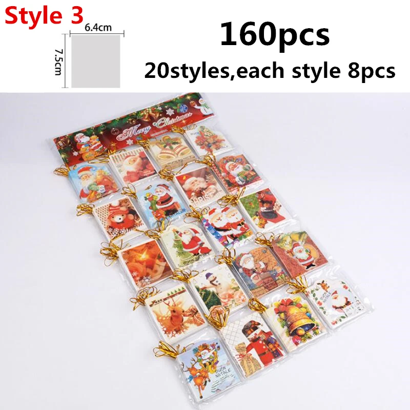 Style 3 LBSISI Life 160 шт. украшения для рождественской елки, рождественская подвеска, Золотая открытка, поздравительные открытки, рождественские украшения для дома - Цвет: Style 3