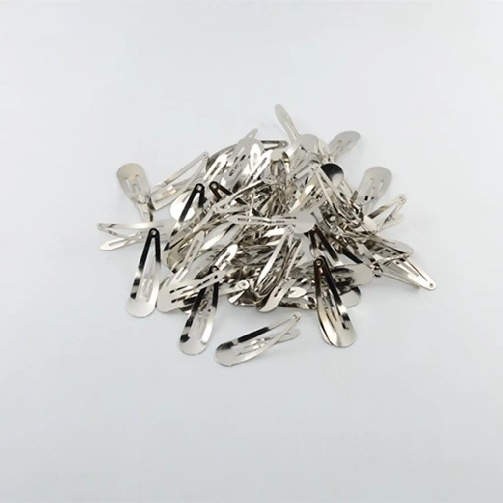 50pcs 5cm Silver Metal Snap Prong Hair Clip For Baby Girl Hair Bow DIY Craft
