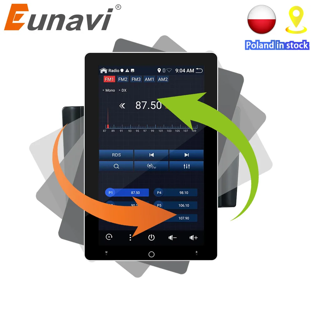 Eunavi 2 din Android 9 car multimedia radio player universal TDA7851 IPS Electric rotation screen GPS WIFI 2G RAM 32G ROM NO DVD