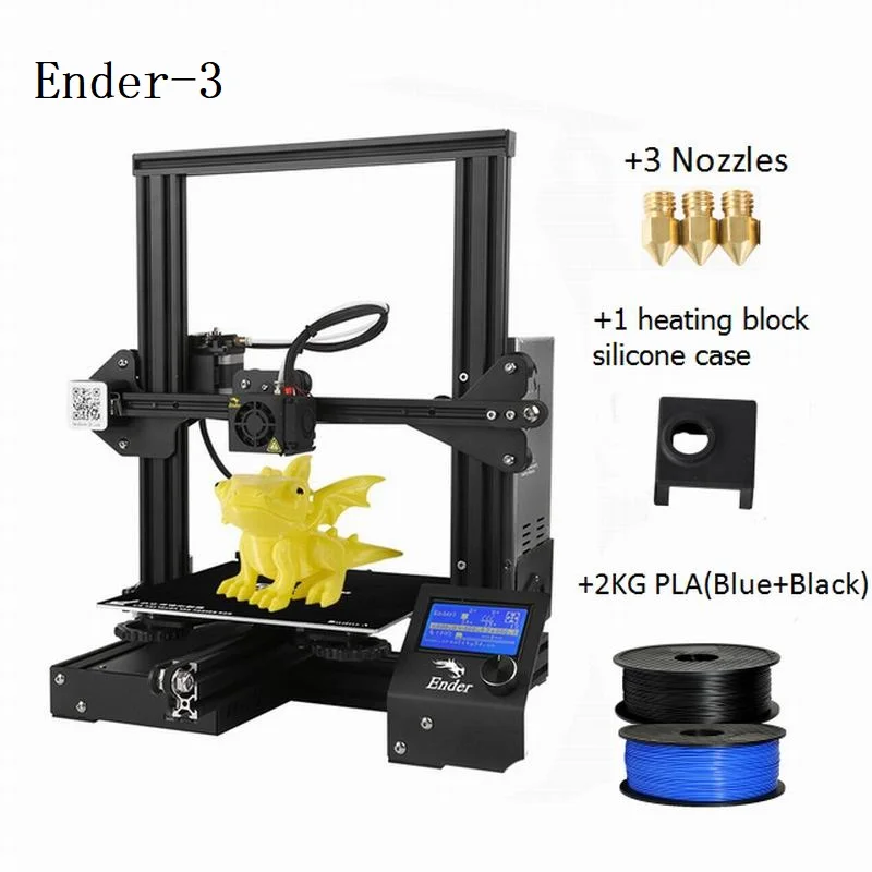 Add Blue black PLA Creality 3d принтер наборы подарочные насадки+ нагревательный блок силиконовый рукав+ PLA Ender-3 v-слот Prusa I3 Новая мода - Цвет: Add Blue black PLA