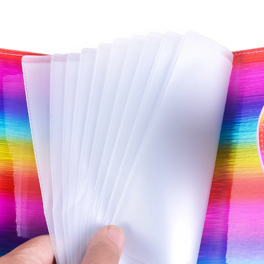 Billige 20Slots Holographische Stanzen Platte Fall Lila Rosa Bunte Rechteck Nail art Platte Veranstalter Halter Tasche