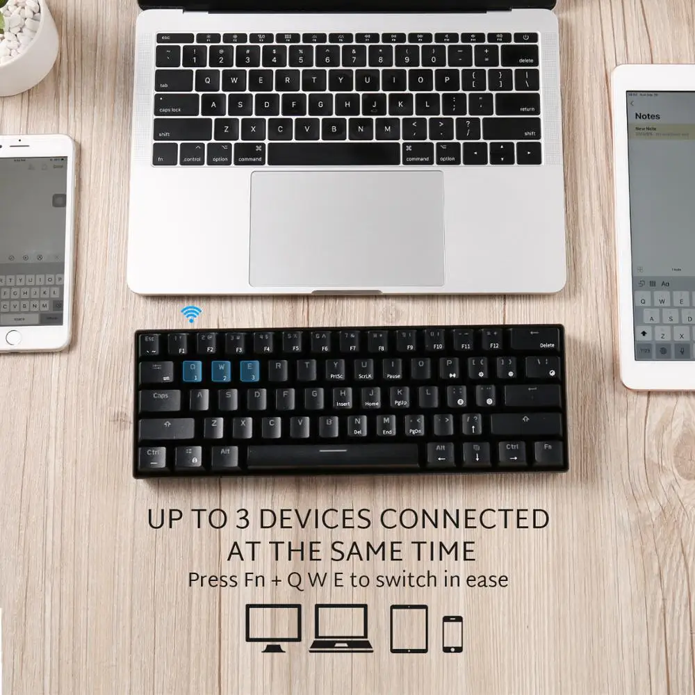  RK ROYAL KLUDGE RK61 Wireless Mechanical Gaming Keyboard 61 Key Multi-Device Blue Switch LED Backli