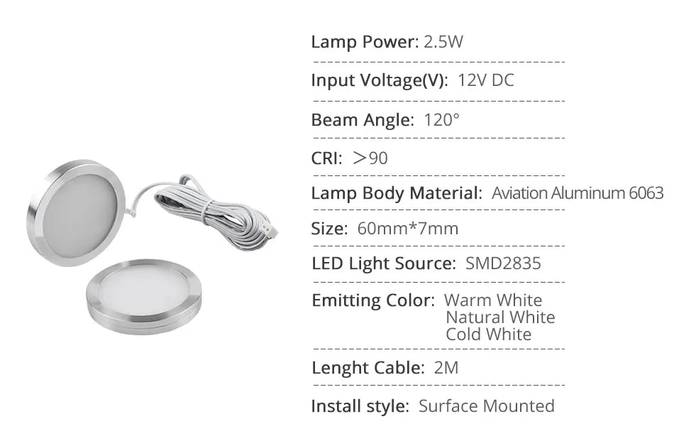 2.5W LED Cabinet Lights 6Pcs Under Counter Shelf Furniture Lighting Kitchen Cupboard Soft Light Illuminate Showcase Exhibition (8)