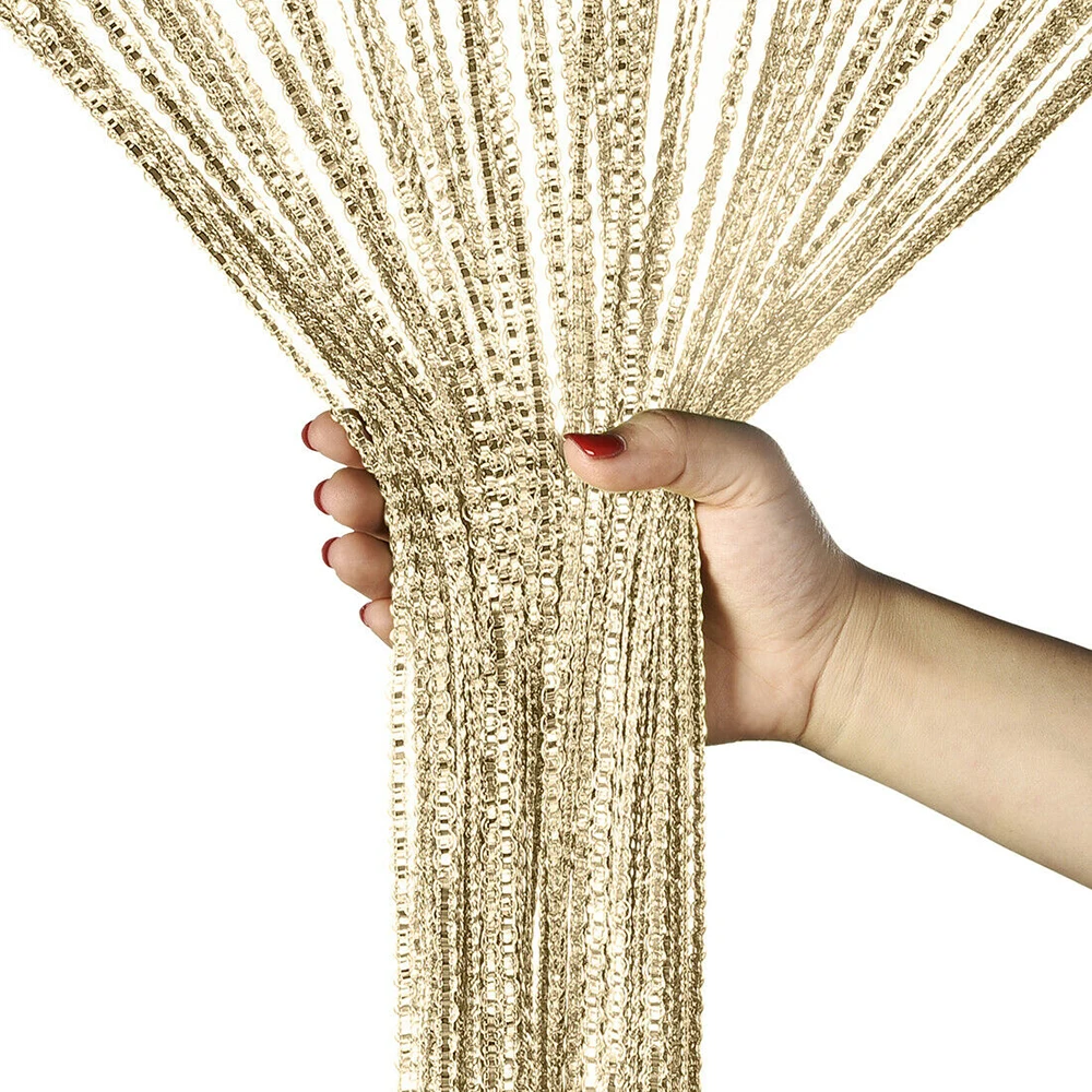 Champagne Color 100x200 см струнная занавеска блестящая кисточка линия занавес s Модная дверь делитель драпировка Декор для гостиной подзор домашнее свадебное украшение - Цвет: Champagne Color