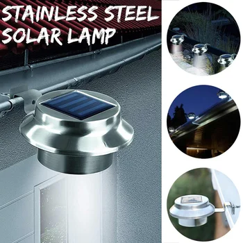 

Stainless Steel LED Solar Light Pathway Fence Gutter Grille Light Outdoor Garden Night Waterproof Wall Mount Sink Solar Lamps