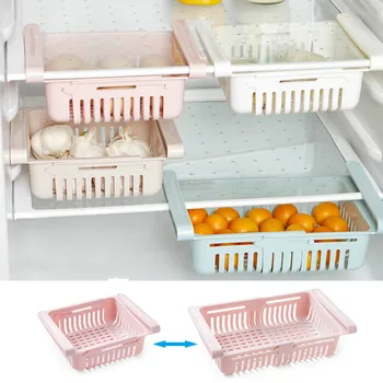 

1PC Adjustable And Stretchable Fridge Organizer Drawer Basket Refrigerator Pull-out Drawers Fresh Spacer Layer Storage Rack