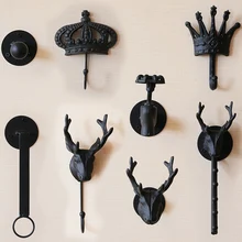  Premintehdw Cast Iron Vintage Black Jacket Coat Hat Scarf Hook Rack Women Dress Shop Display Crown Deer Head Faucet 
