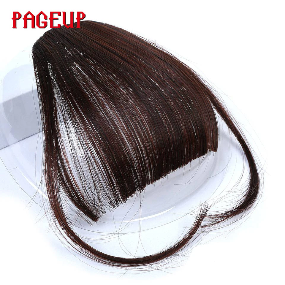 

Pageup Black Brown Fake Fringe Clip In Bangs Hair Extensions With High Temperature Synthetic Fiber For Women